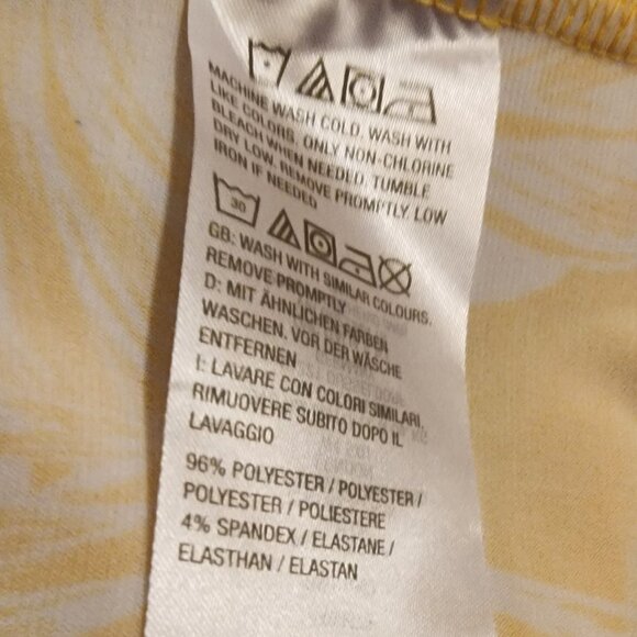 Susan Graver Sleeveless Midi Dress PXL Square Neck Yellow Gold Palm Fit & Flare - Picture 7 of 8